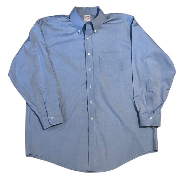 Brooks Brothers Blue Traditional Fit Non Iron Dress Shirt 17 33 100% Cotton - Picture 1 of 4